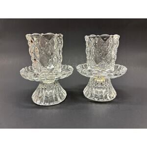 PartyLite Crystal Candle Holder Pair, Retired VTG Votive, Tealight or Tapers.
